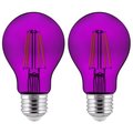 Sunlite LED Filament A19 Standard 4.5 60W Equiv Colored Transparent Dimmable Light Bulb, Purple, 2PK 81081-SU